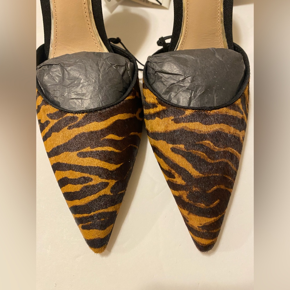 ZARA ANIMAL PRINT LEATHER SLINGBACK STILETTO HEELS - Picture 11 of 11